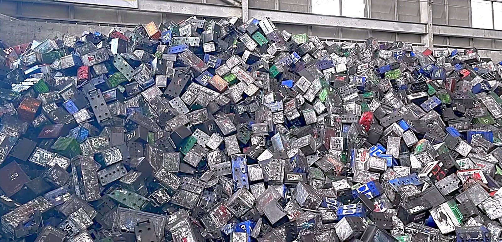 Battery scrap stored under cover