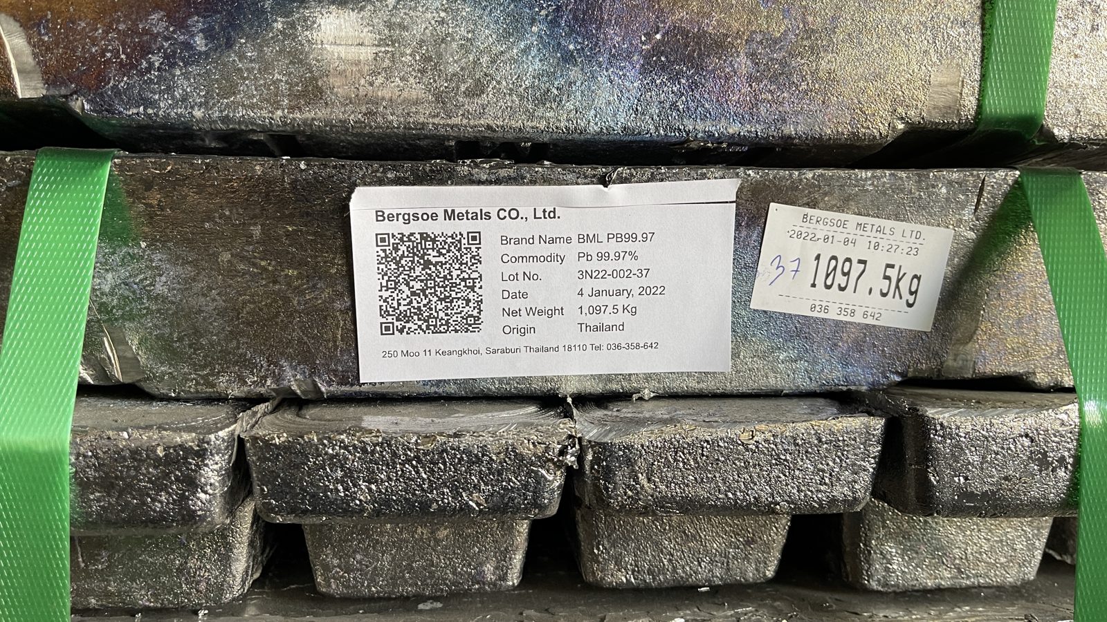 Tagged BML pure lead bundle with lot number