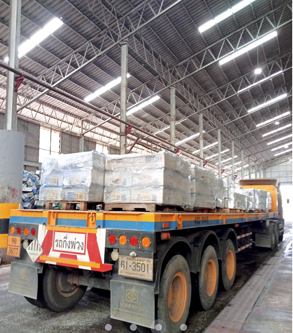 Finished lead loaded on a flatbed for delivery